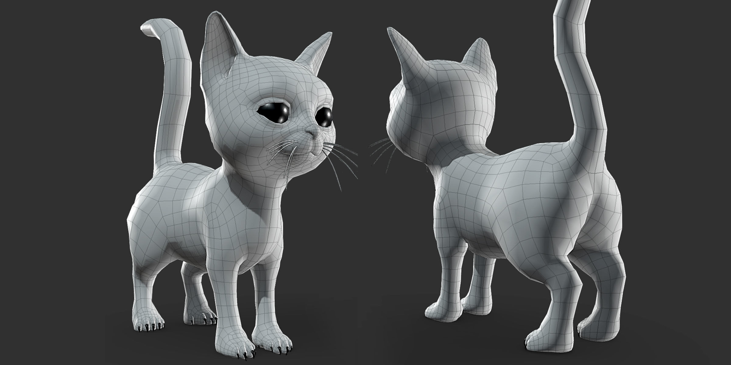 Baby Cat Low-poly 3D model_2