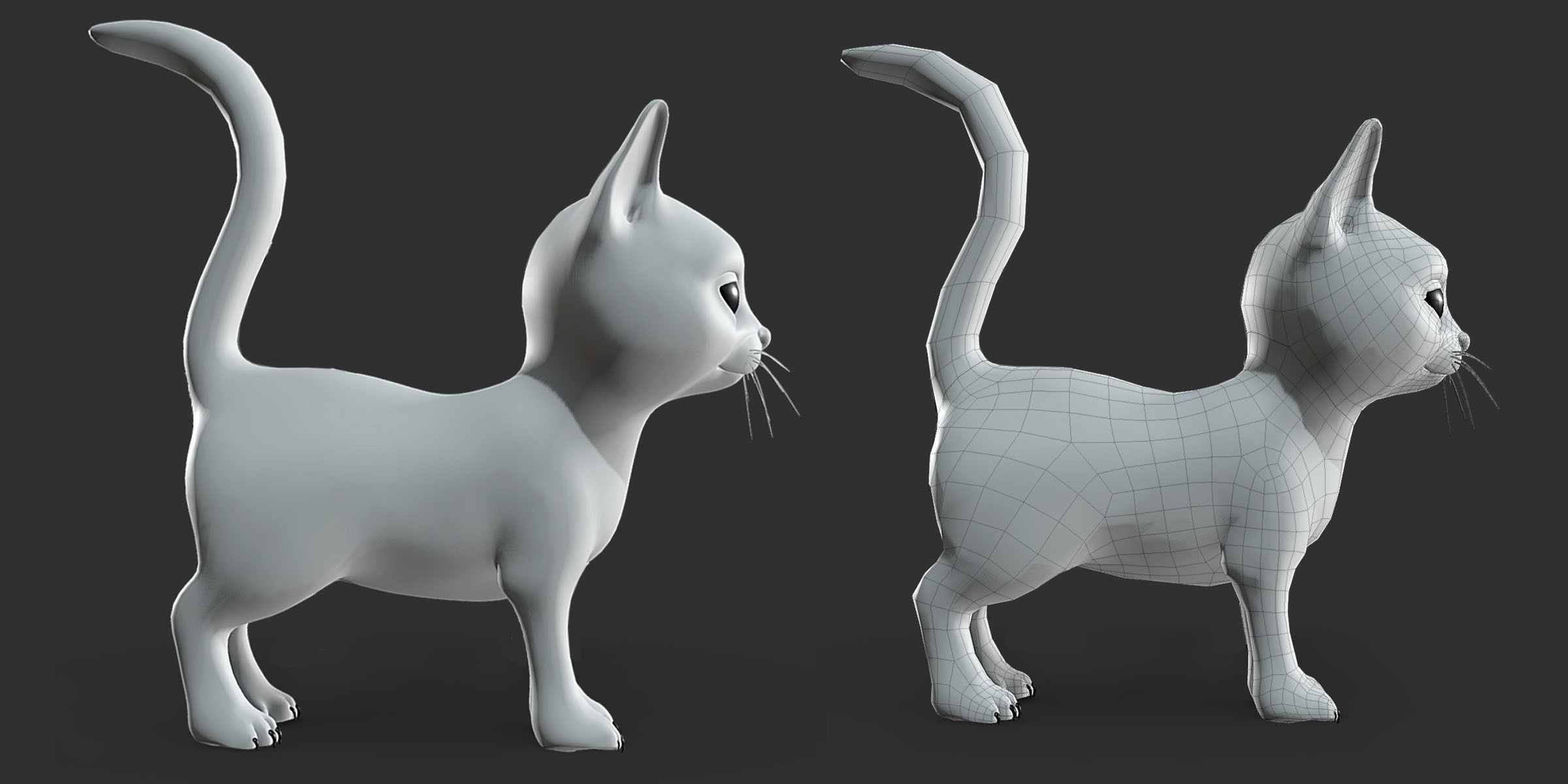 Baby Cat Low-poly 3D model_3