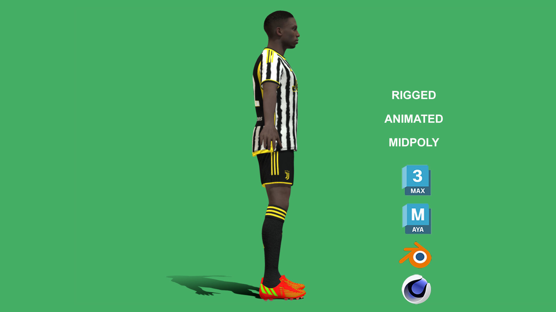 3D Rigged Timothy Weah Juventus 2024 3D model_7