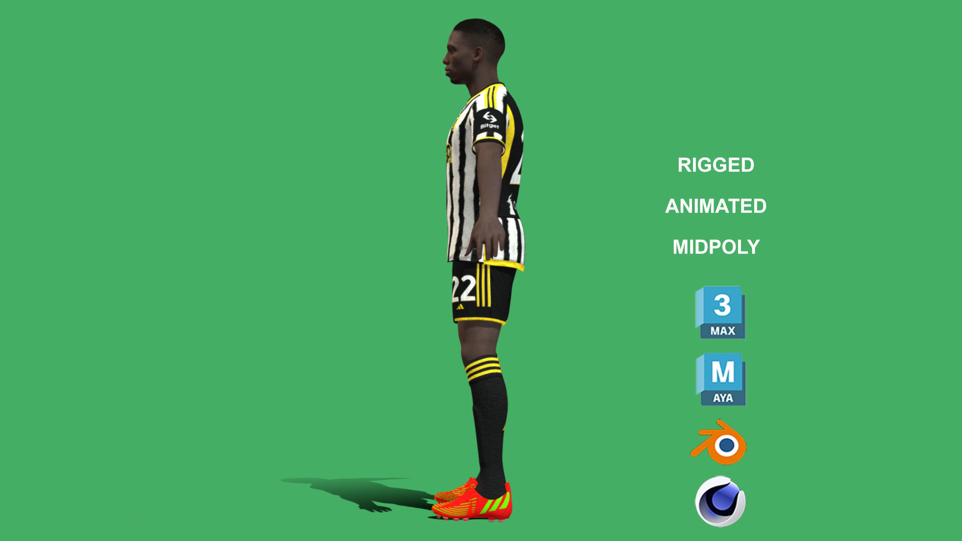 3D Rigged Timothy Weah Juventus 2024 3D model_11