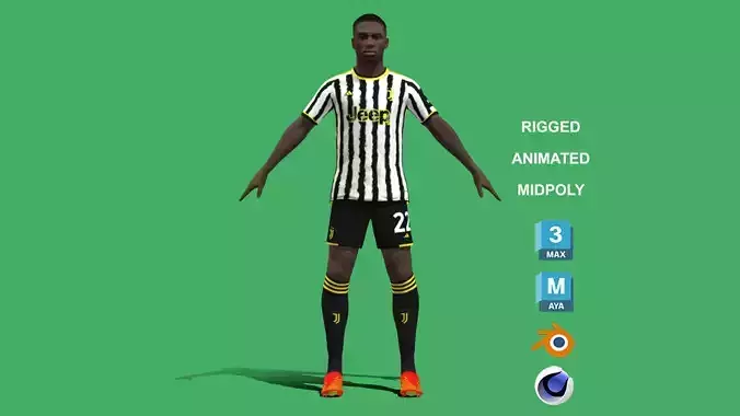 3D Rigged Timothy Weah Juventus 2024 3D model