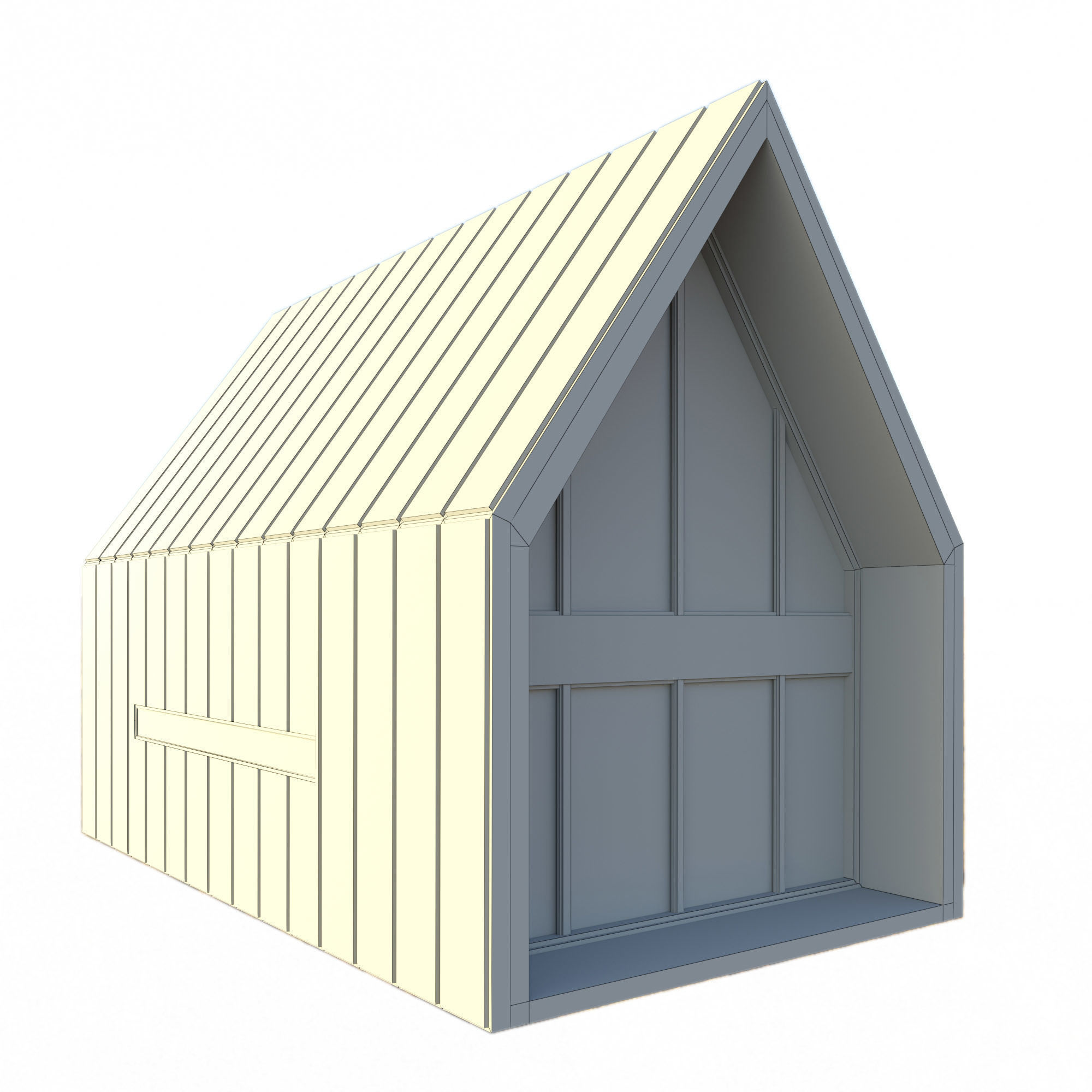 barn house Low-poly 3D model_4