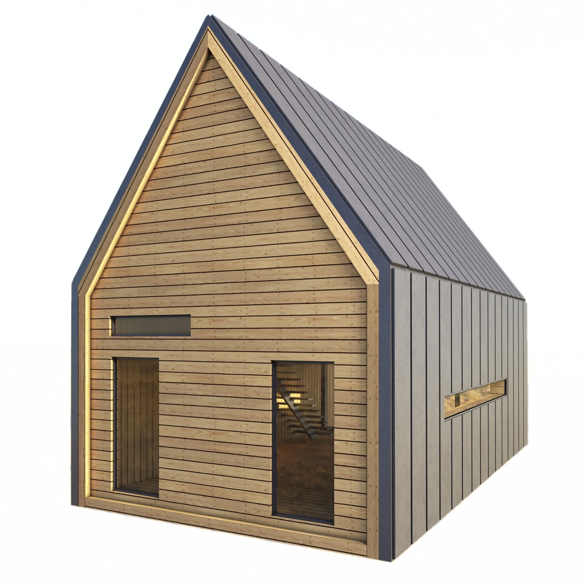 barn house Low-poly 3D model_3