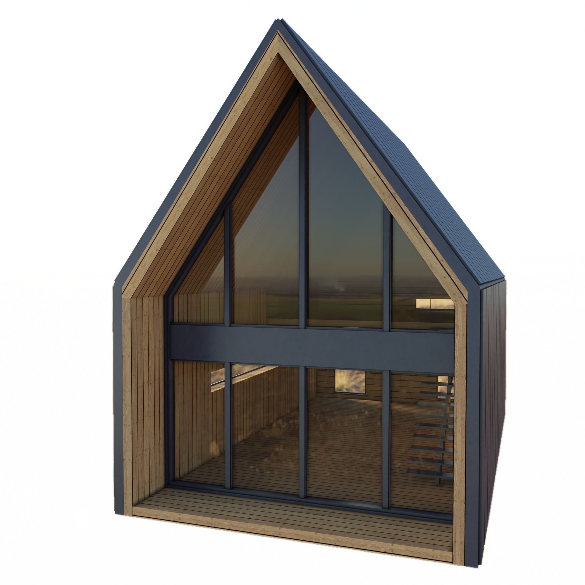barn house Low-poly 3D model_2