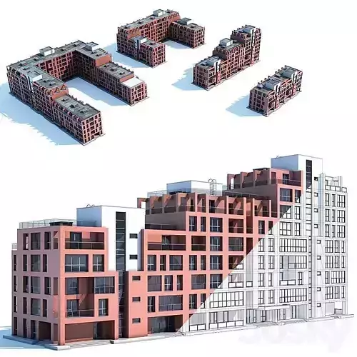 A set of buildings       3D print model