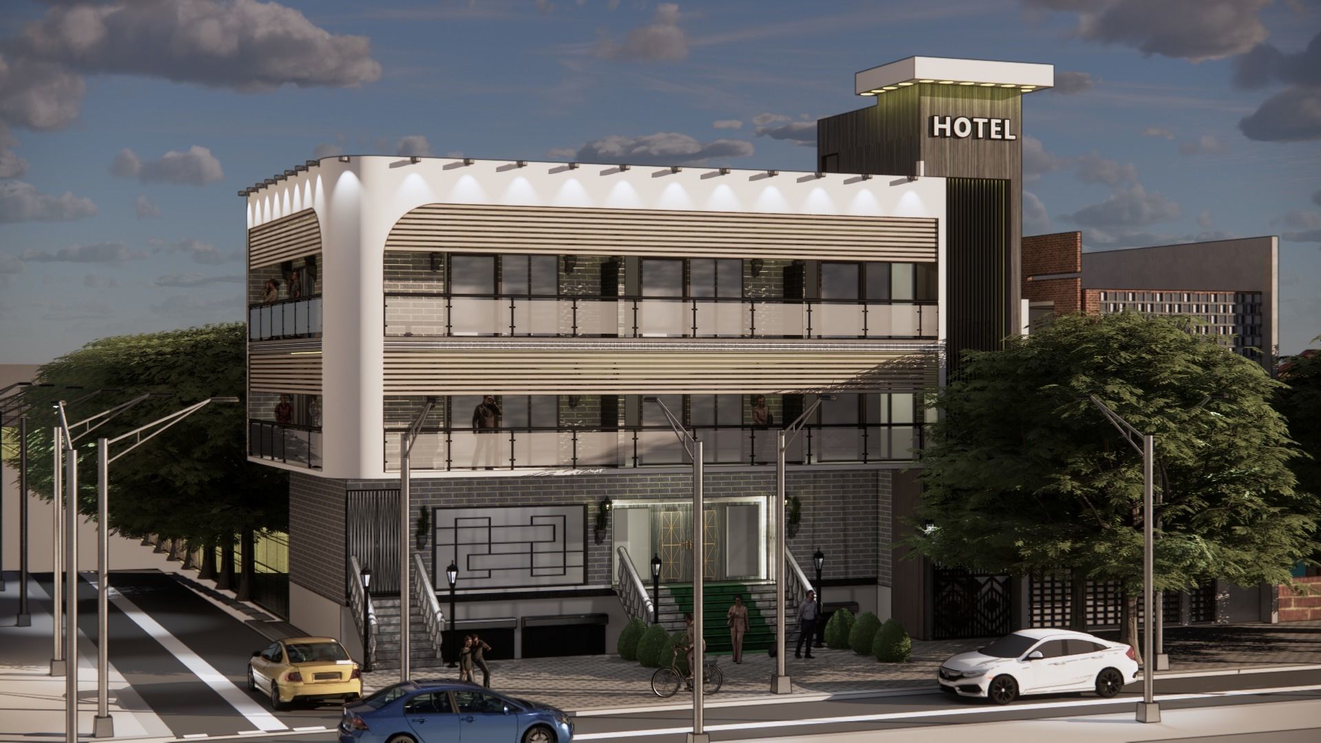 Modern Hotel 3D model_3