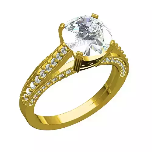 Round Diamond Cathedral Art Deco Ring