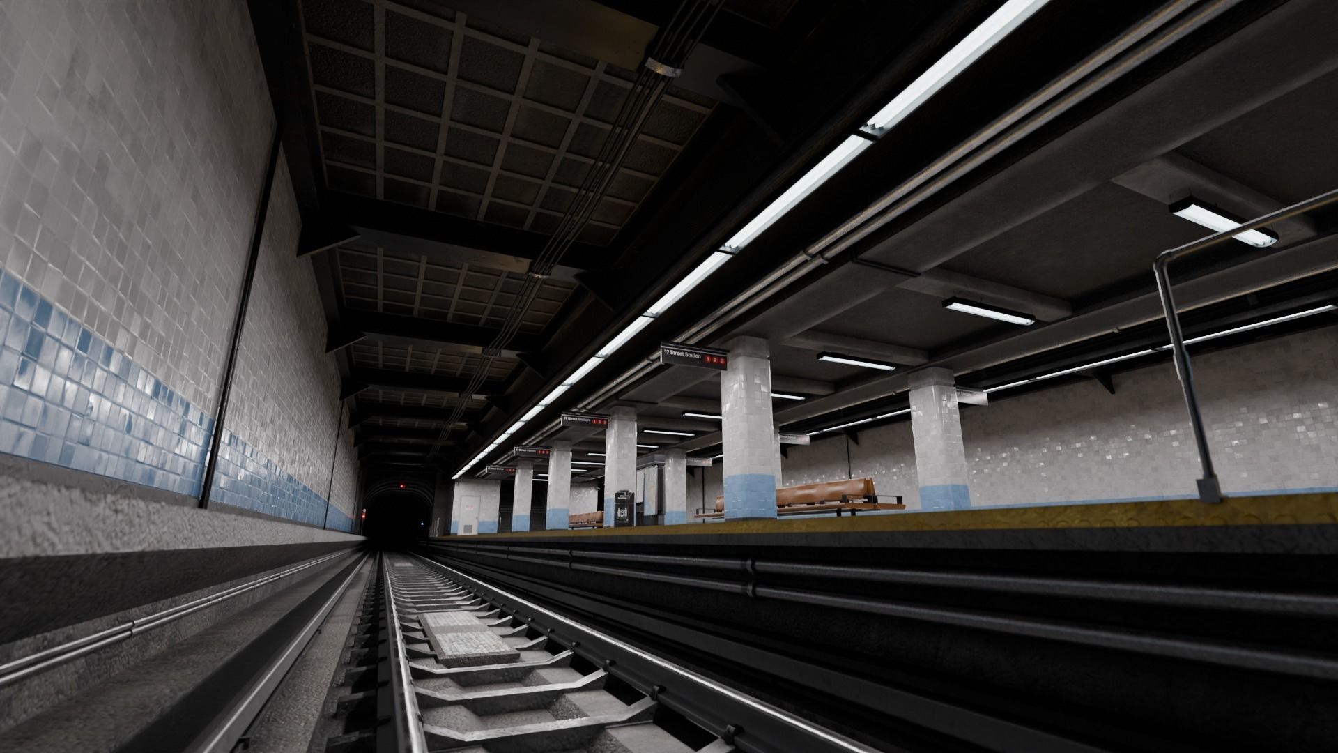 NYC Style Subway Platform Low-poly 3D model_10