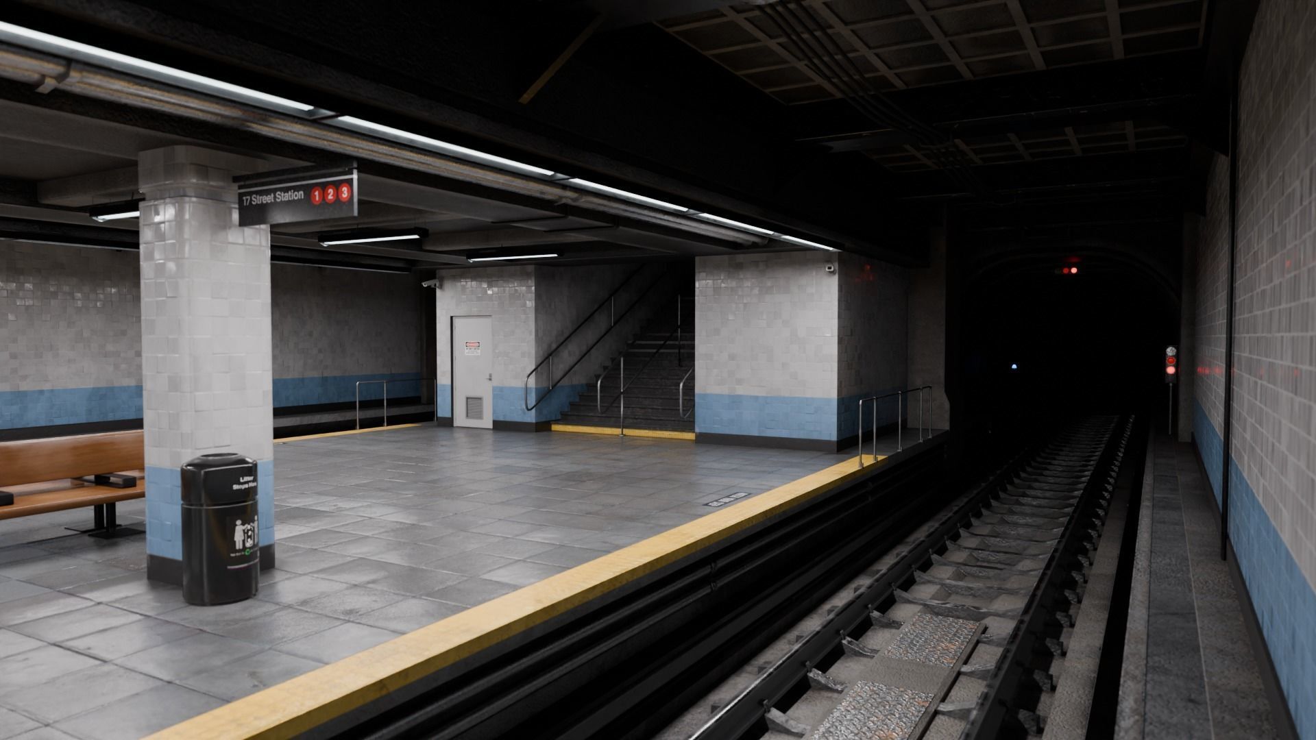 NYC Style Subway Platform Low-poly 3D model_4