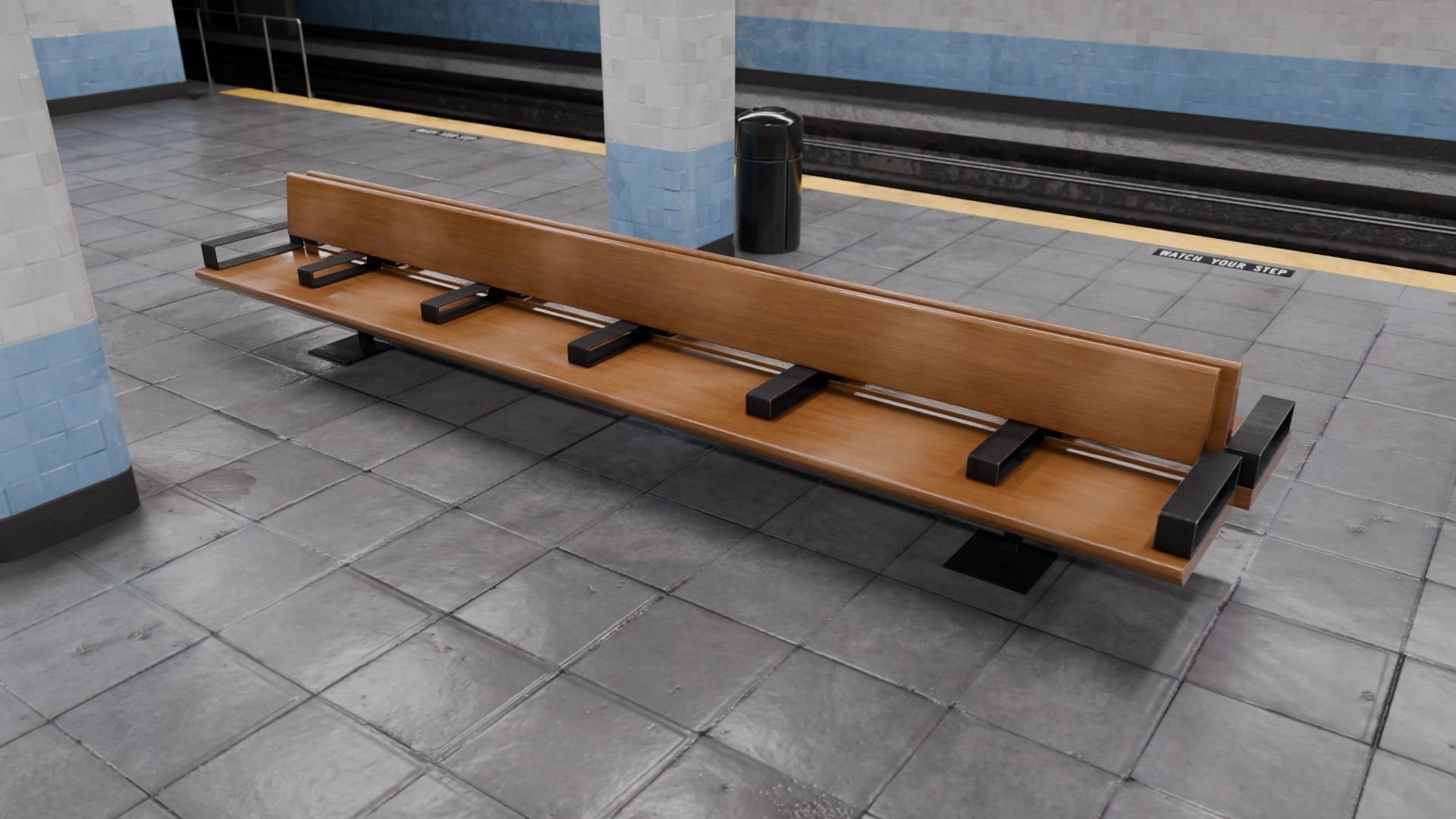 NYC Style Subway Platform Low-poly 3D model_15