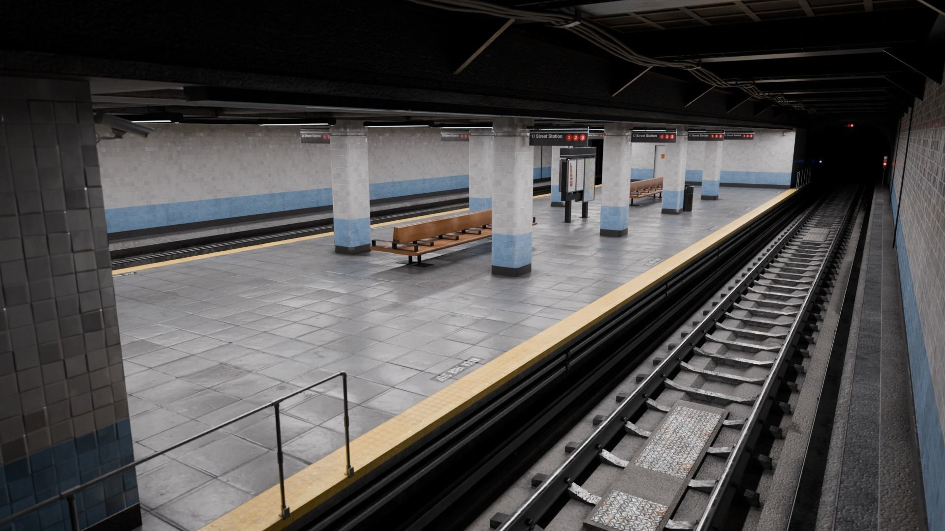 NYC Style Subway Platform Low-poly 3D model_5
