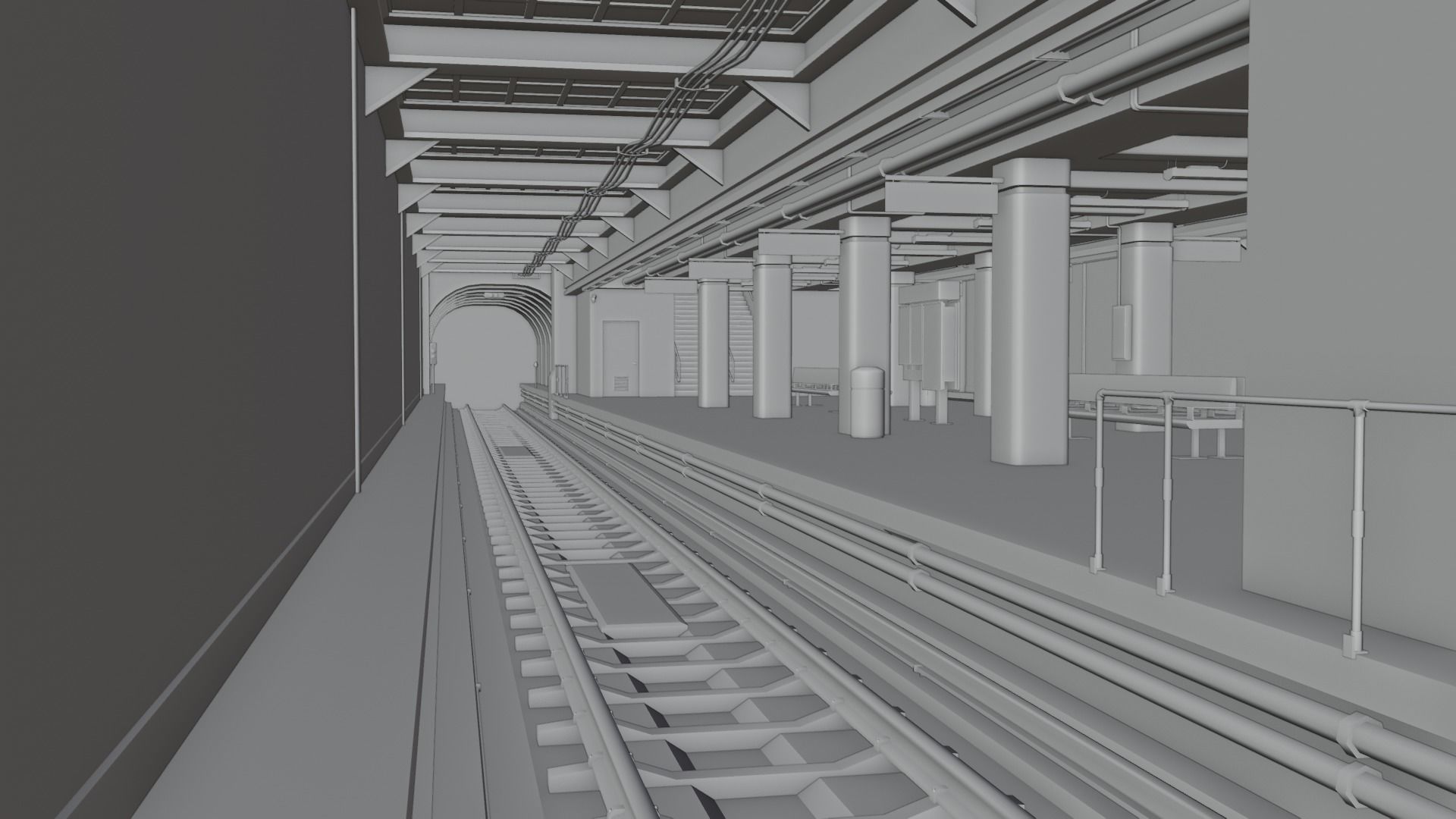 NYC Style Subway Platform Low-poly 3D model_3
