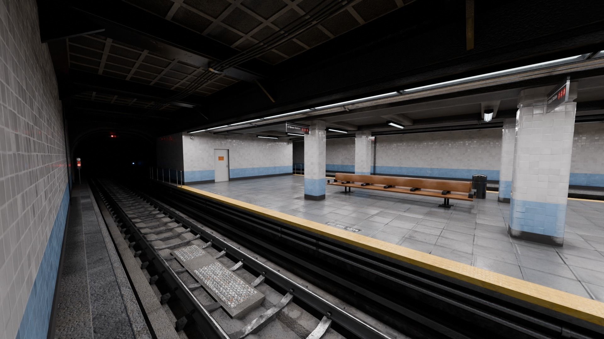 NYC Style Subway Platform Low-poly 3D model_6
