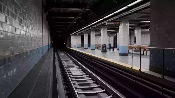 NYC Style Subway Platform Low-poly 3D model