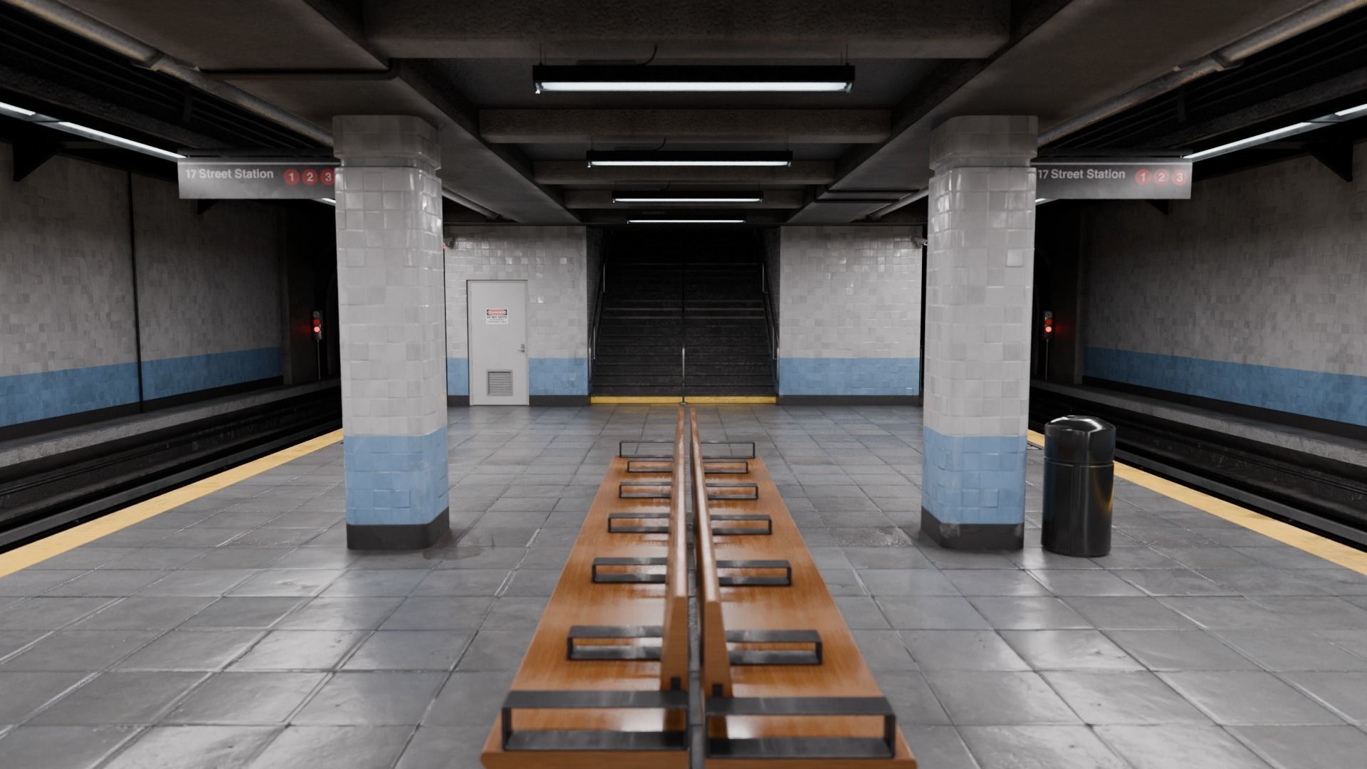 NYC Style Subway Platform Low-poly 3D model_12