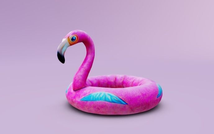 Inflatable flamingo pool floatie 3D model_1