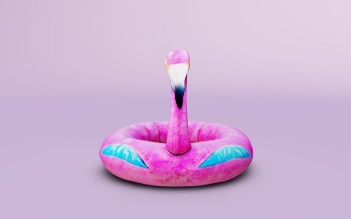Inflatable flamingo pool floatie 3D model_2