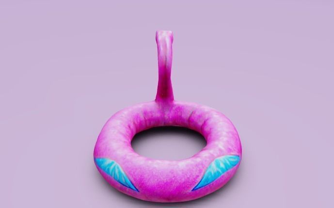 Inflatable flamingo pool floatie 3D model_3