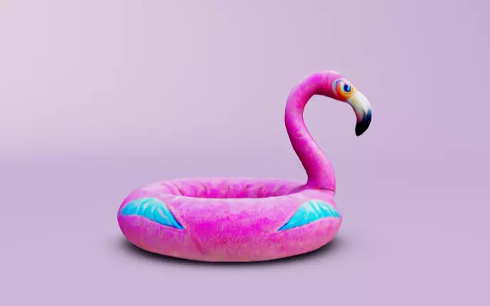 Inflatable flamingo pool floatie 3D model_0