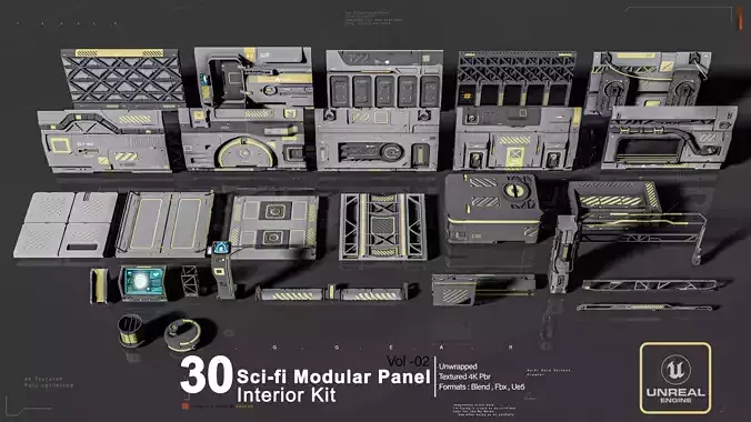 SCI-FI MODULAR PANEL KIT Vol -2 Low-poly 3D model