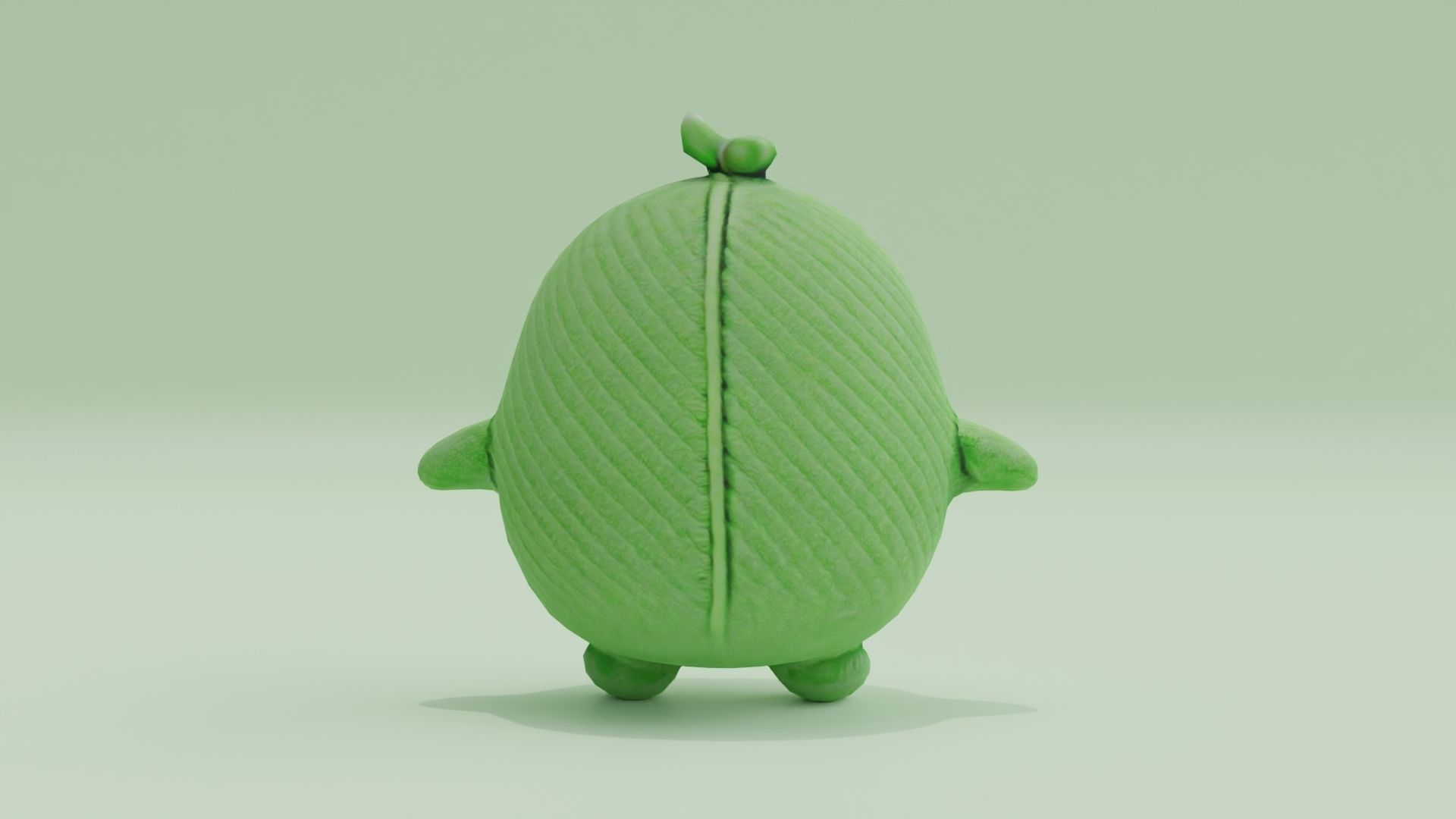 Pea green Plush Toy Cute Low High Poly T-Pose Low-poly 3D model_4