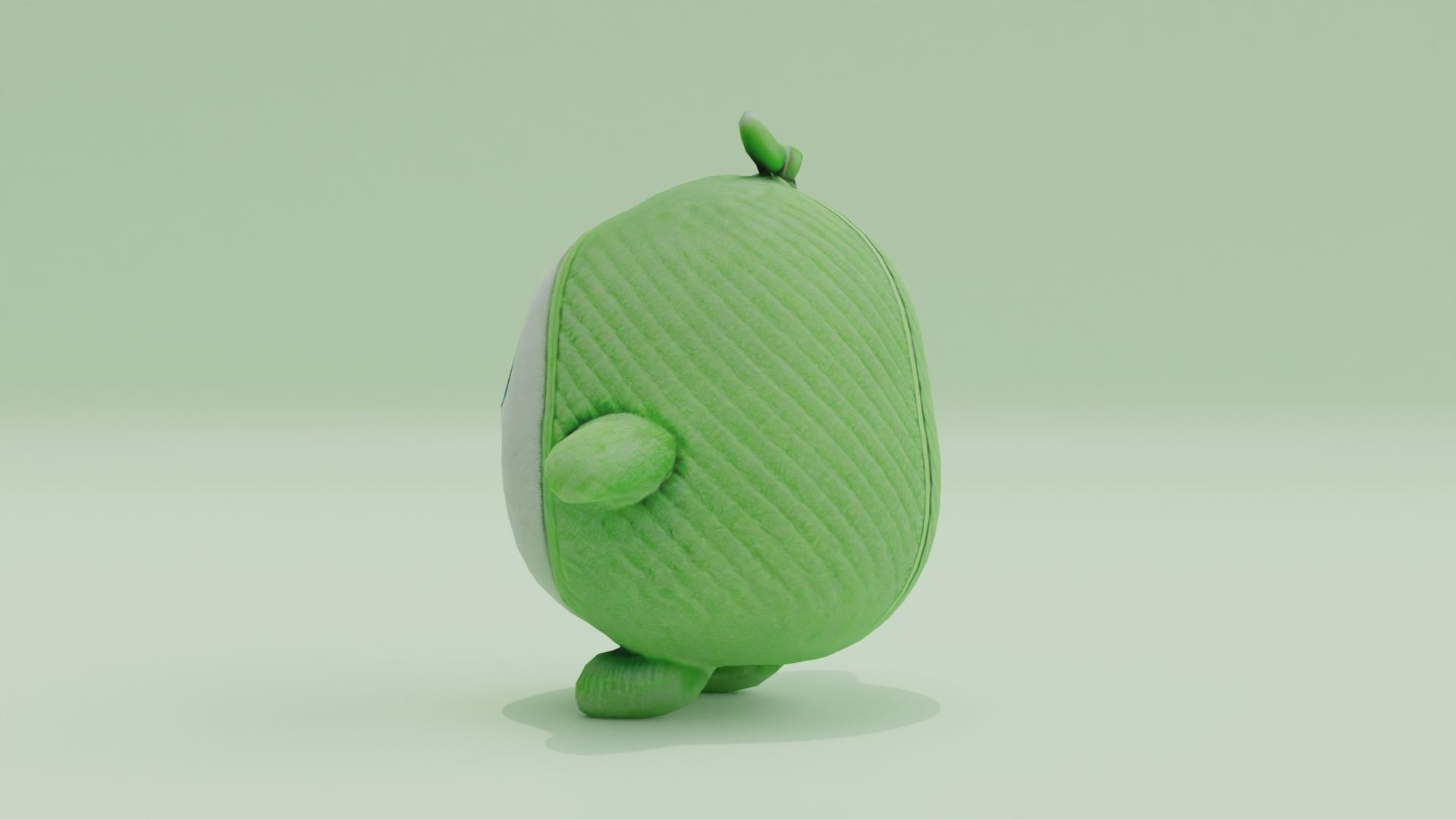 Pea green Plush Toy Cute Low High Poly T-Pose Low-poly 3D model_3
