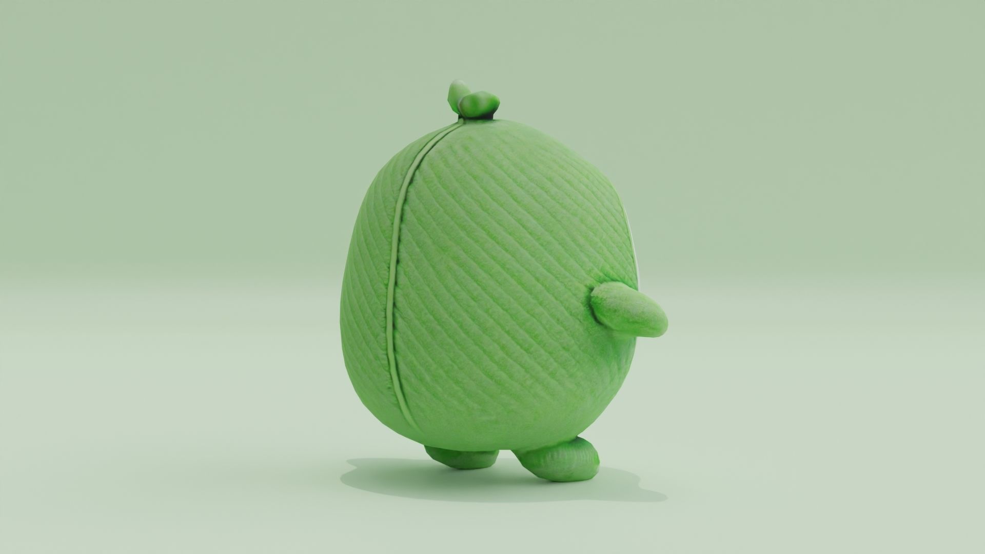 Pea green Plush Toy Cute Low High Poly T-Pose Low-poly 3D model_5