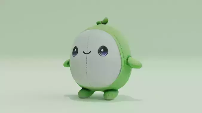 Pea green Plush Toy Cute Low High Poly T-Pose