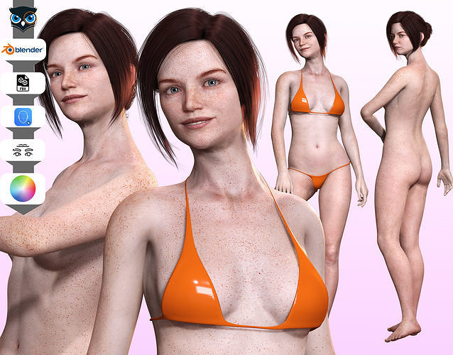 Arij - Realistic Red Head Woman Freckles Low-poly 3D model