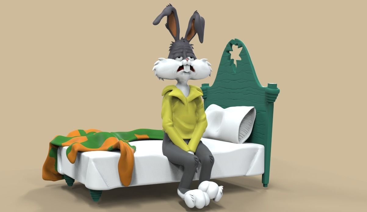 BUGS BUNNY TIRED MEME -PARTS AND COMPLETE- 3D print model_1