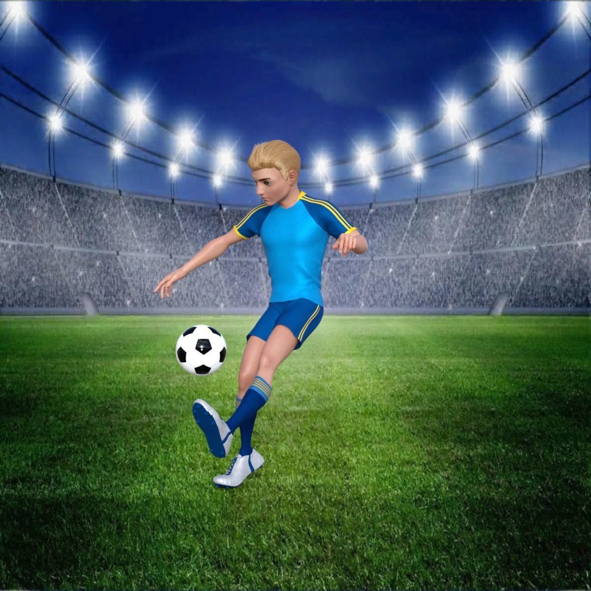 Cartoon Football player Rigged 3D model_13