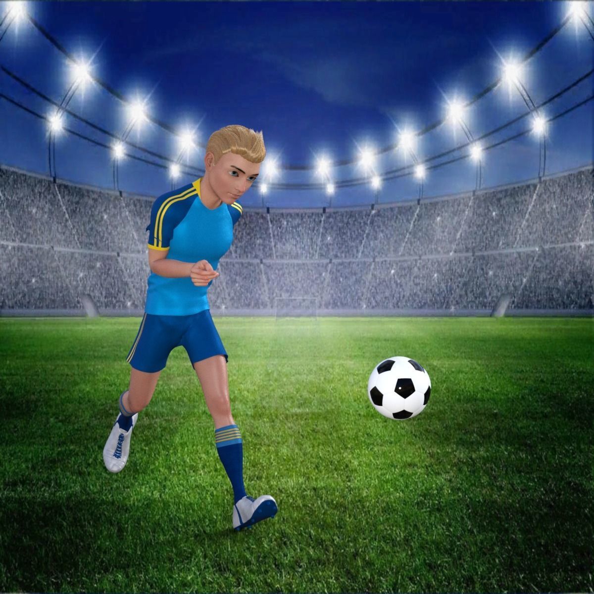 Cartoon Football player Rigged 3D model_14