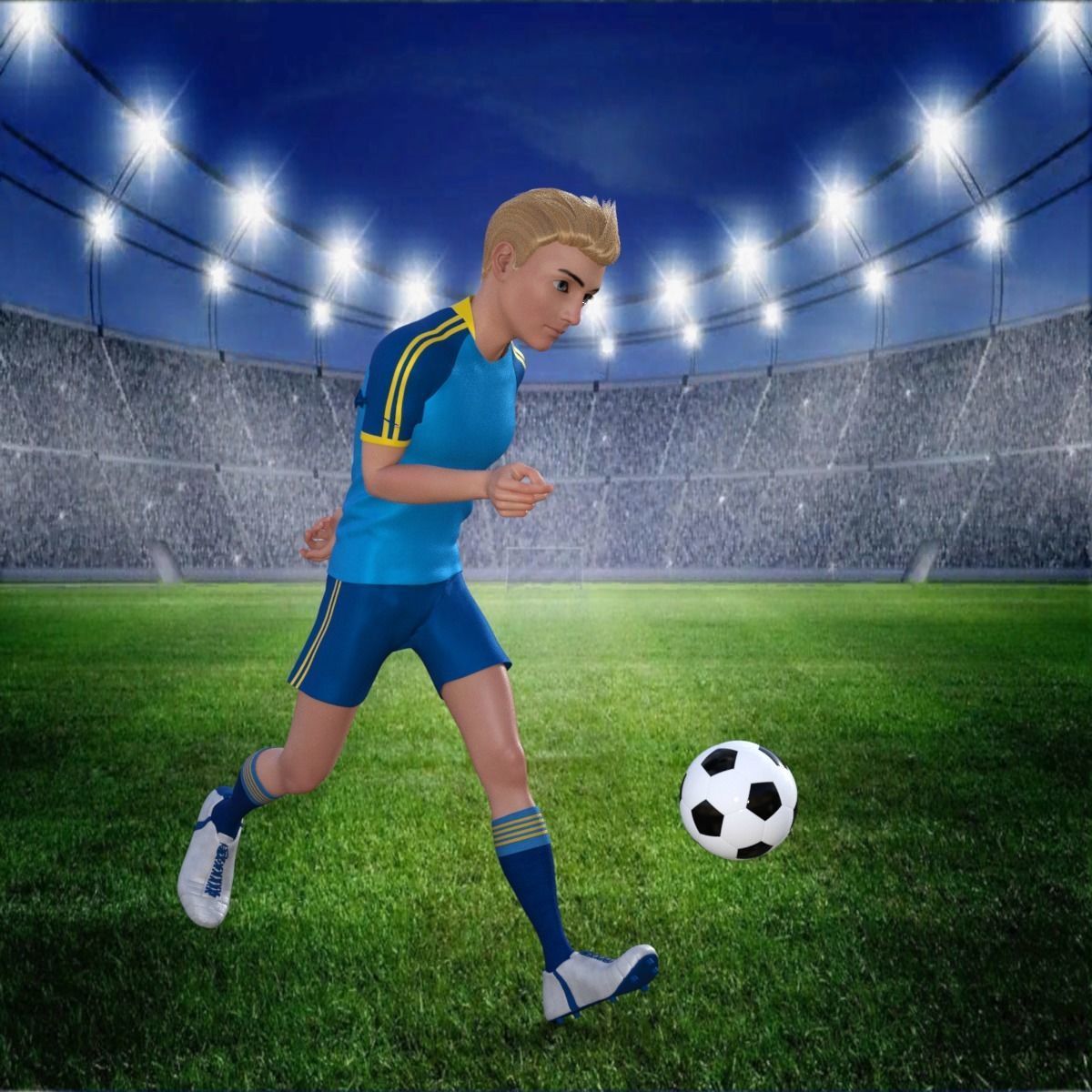 Cartoon Football player Rigged 3D model_15