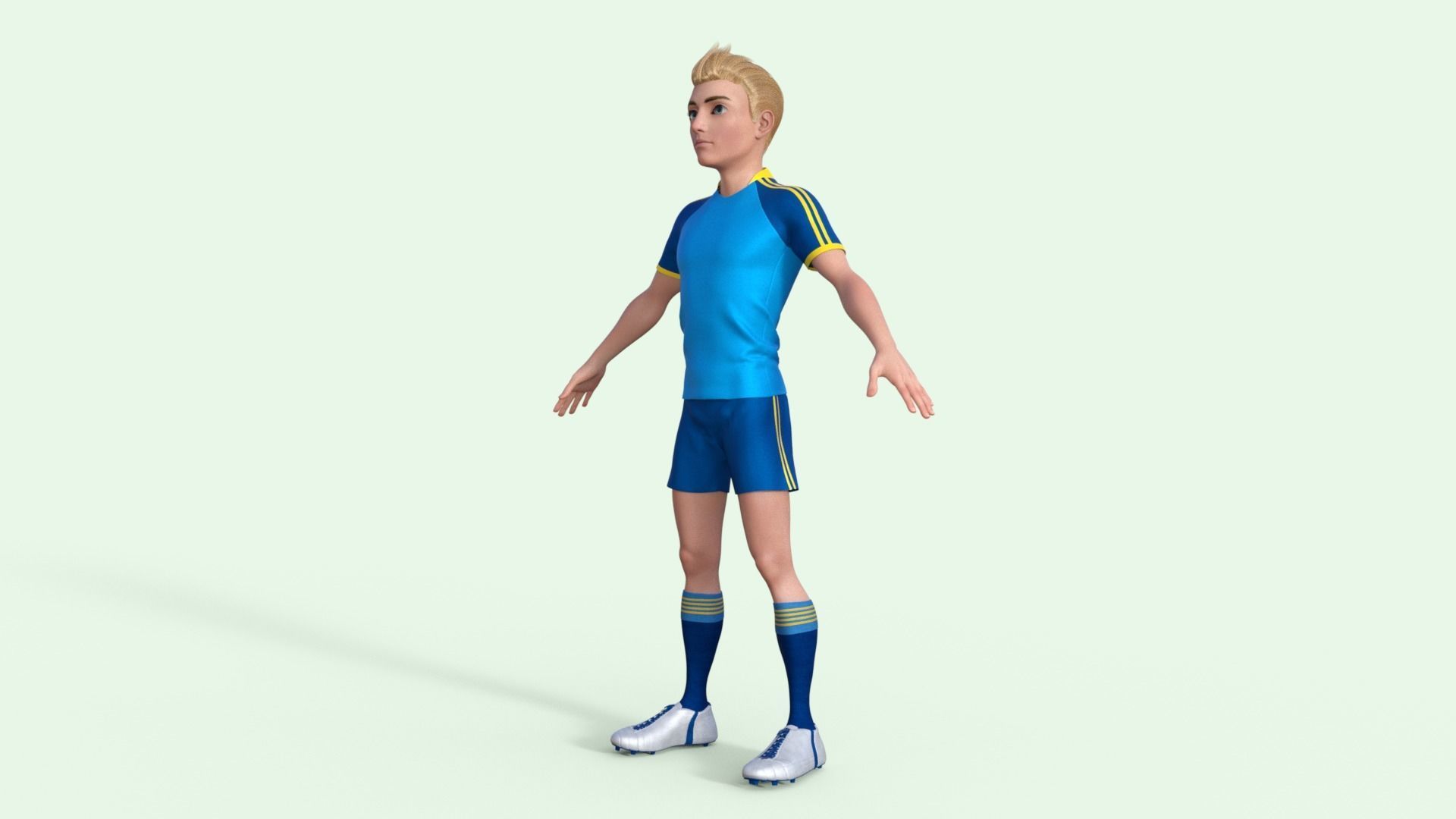 Cartoon Football player Rigged 3D model_34