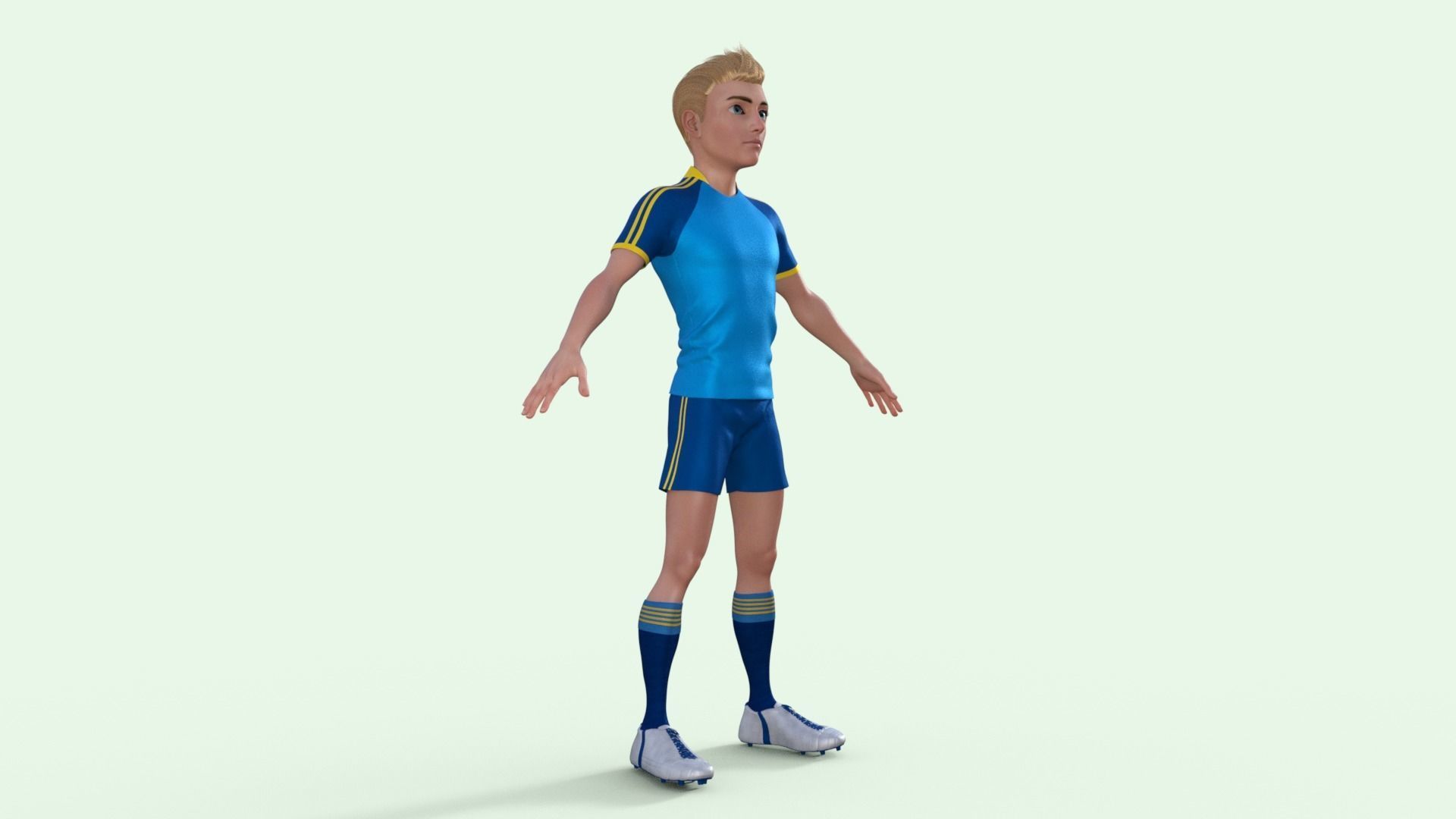 Cartoon Football player Rigged 3D model_33