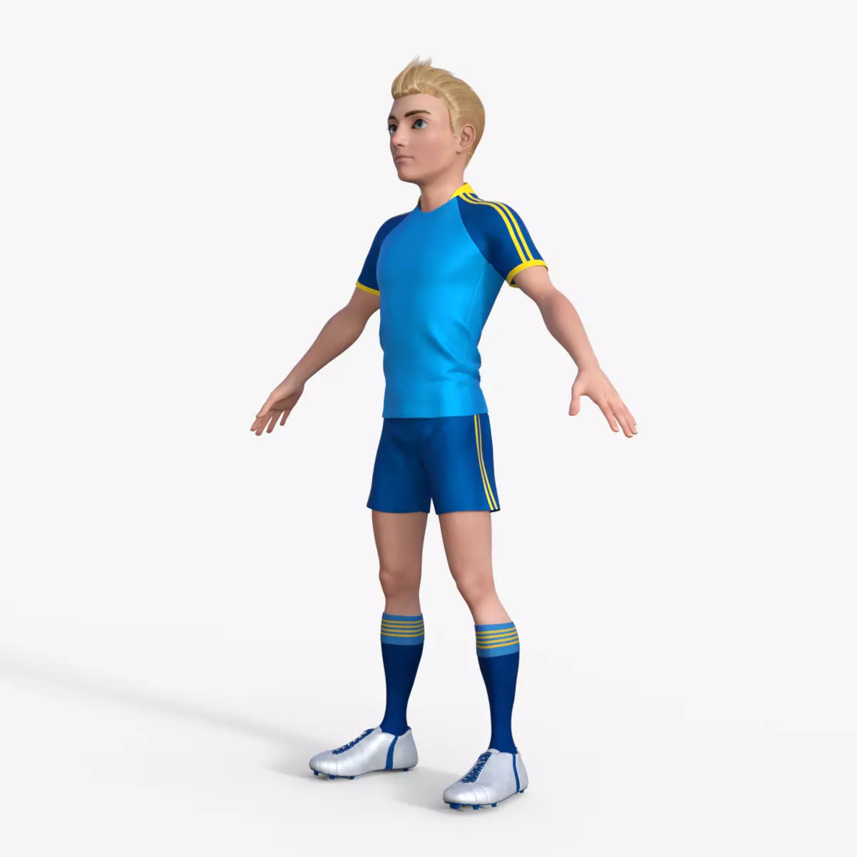 Cartoon Football player Rigged 3D model_0