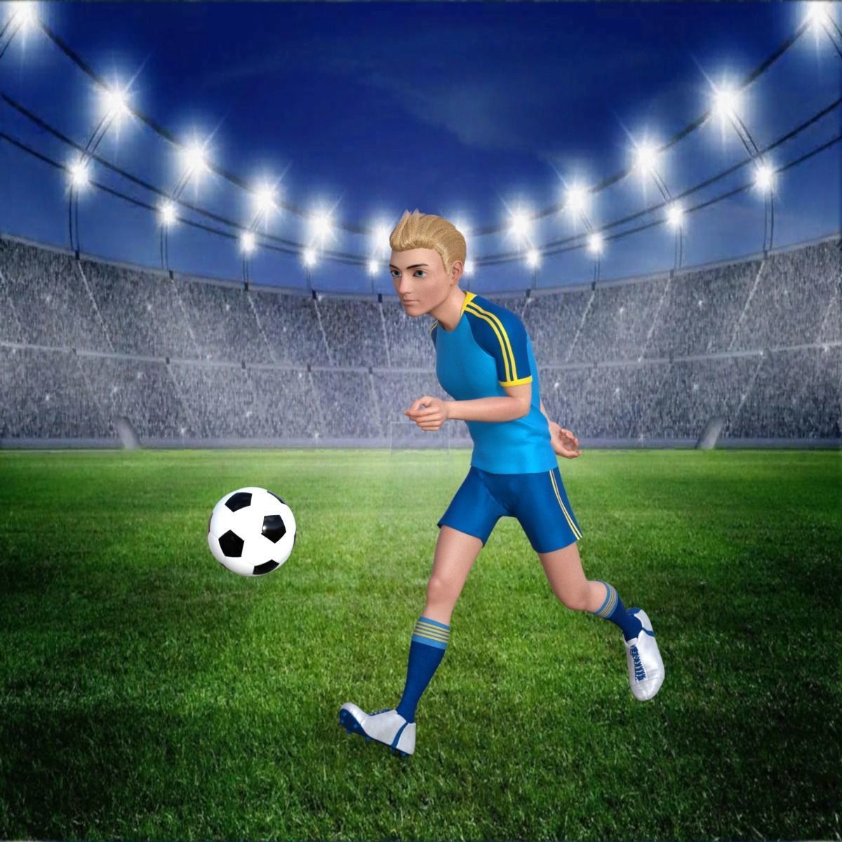 Cartoon Football player Rigged 3D model_17