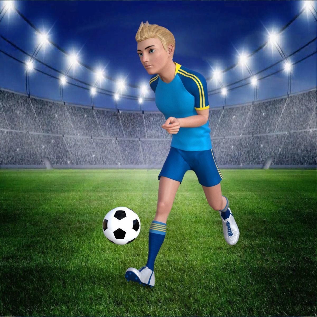 Cartoon Football player Rigged 3D model_22