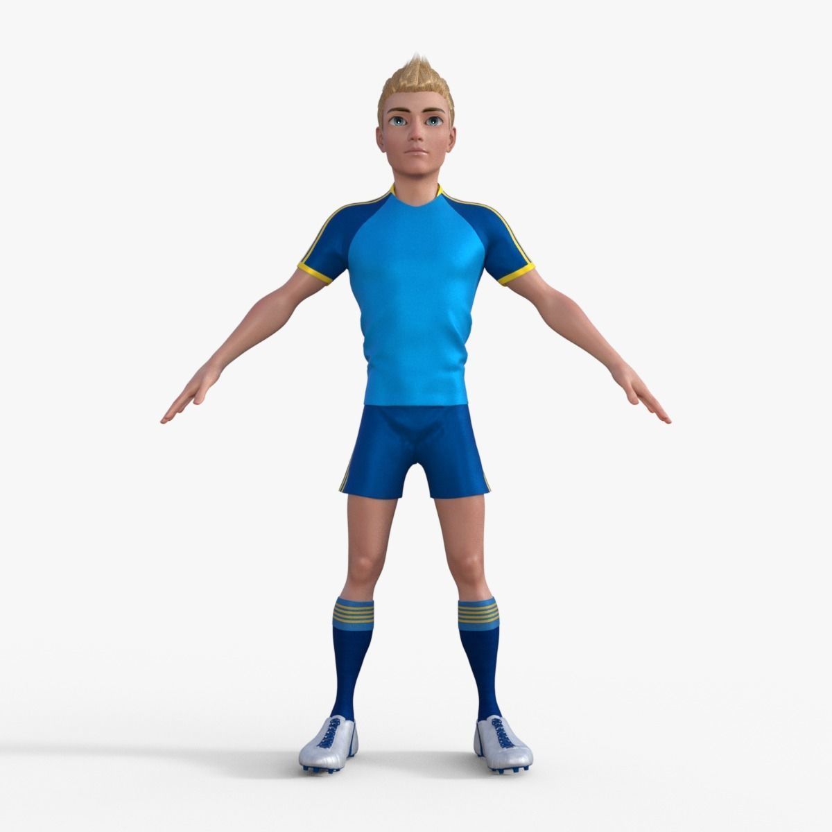 Cartoon Football player Rigged 3D model_9