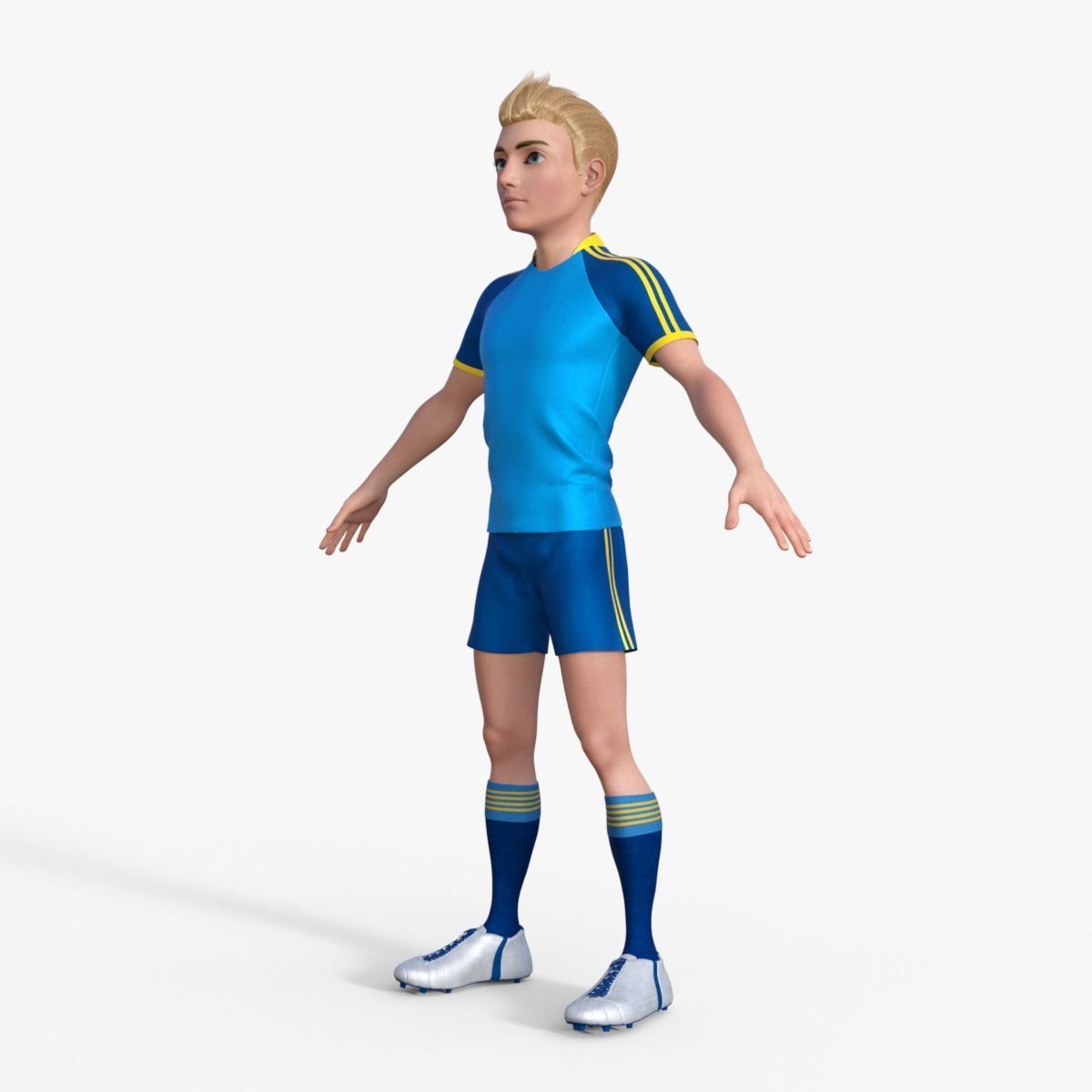 Cartoon Football player Rigged 3D model_10