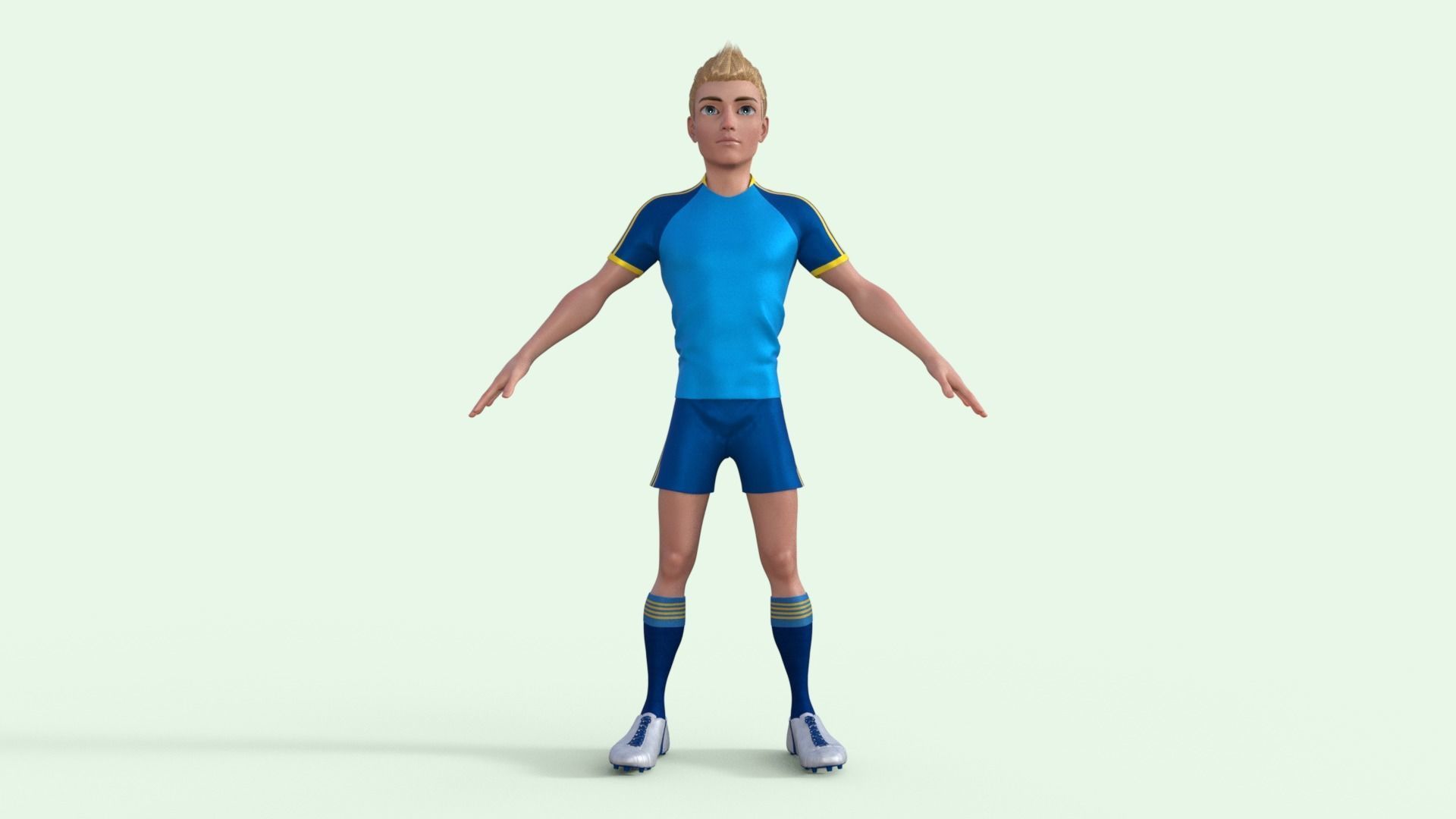 Cartoon Football player Rigged 3D model_30