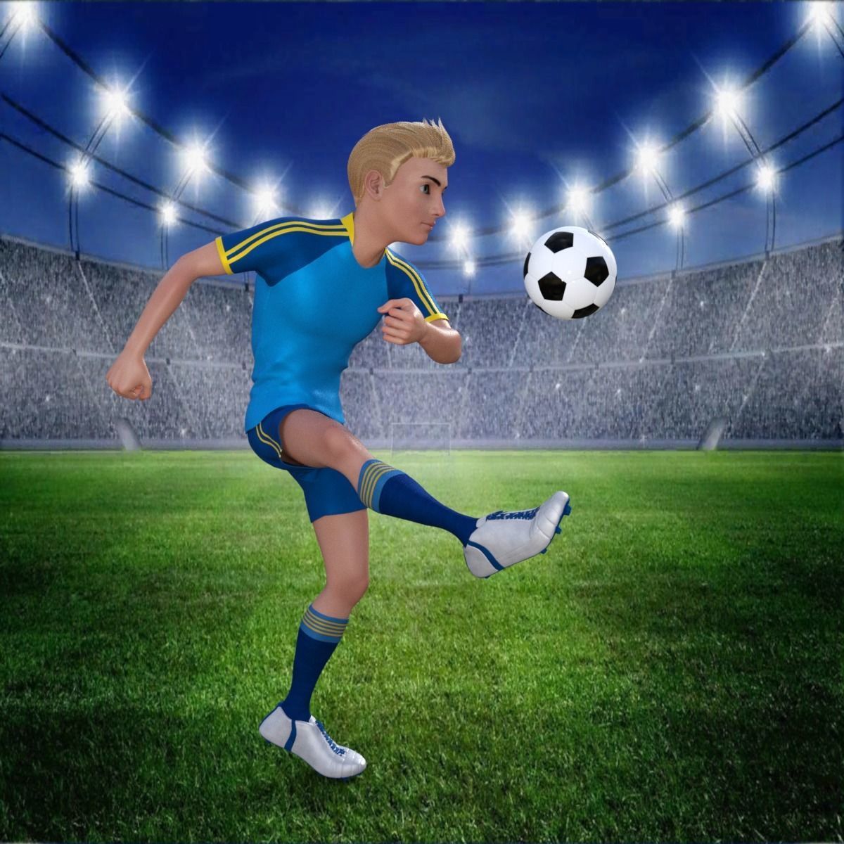 Cartoon Football player Rigged 3D model_20