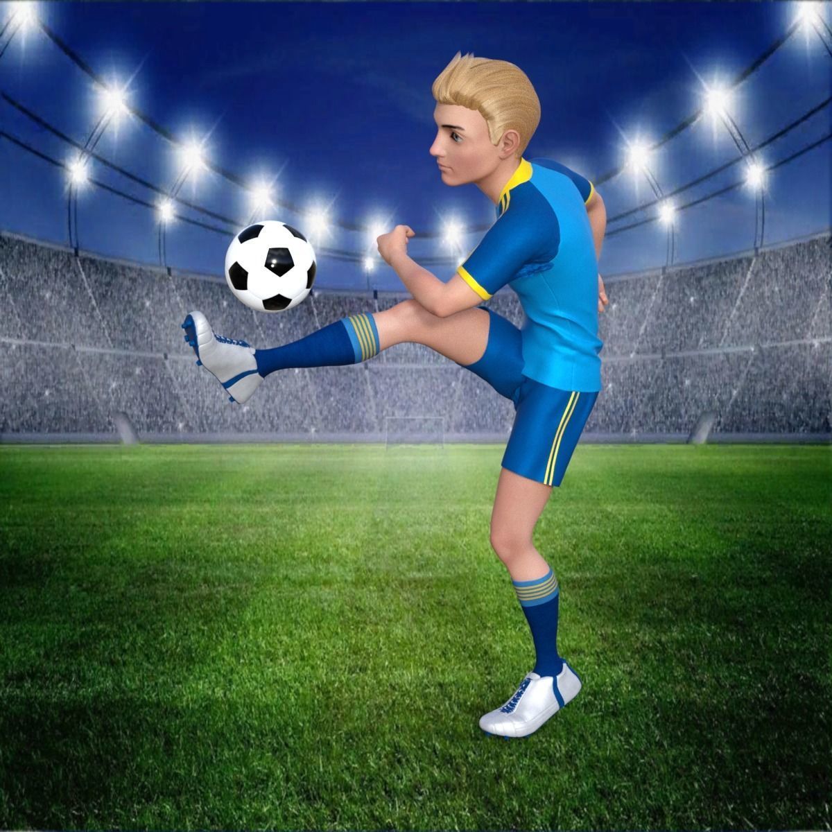 Cartoon Football player Rigged 3D model_23