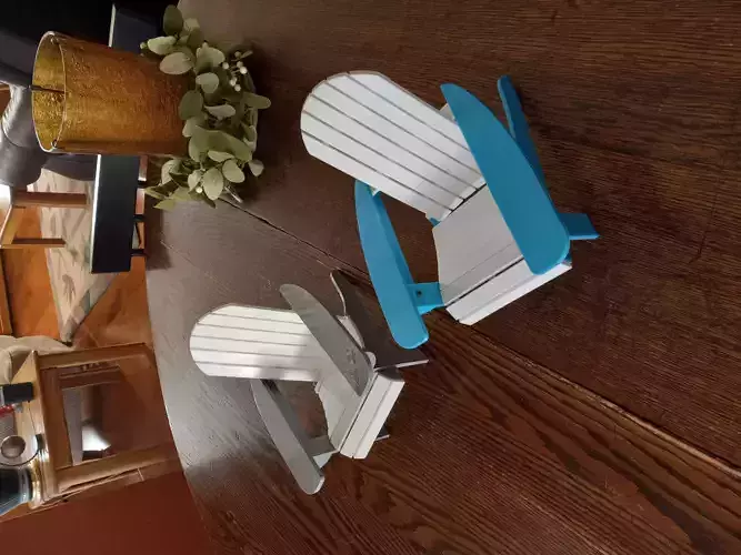 STL files to 3D print a miniature model of an Adirondack chair