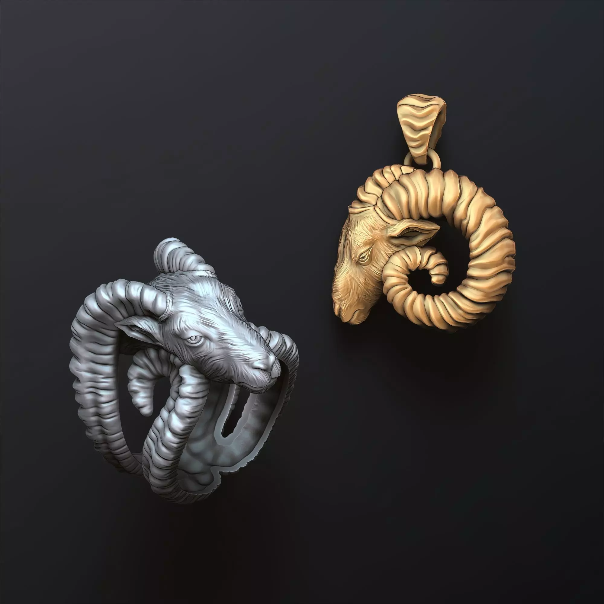 Aries Pendant Ring Collection Set 3D print model_0