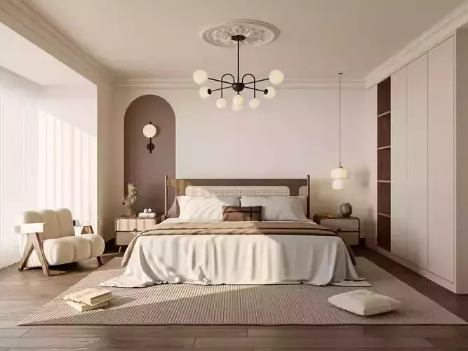 Cozy Bedroom interior scene 015 3D model