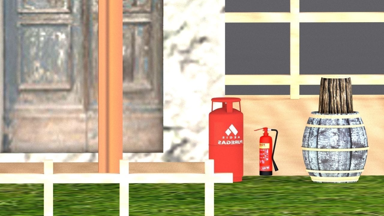 village small house Low-poly 3D model_5