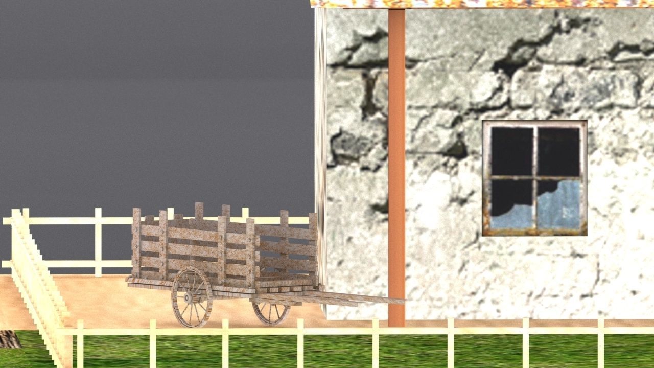 village small house Low-poly 3D model_4