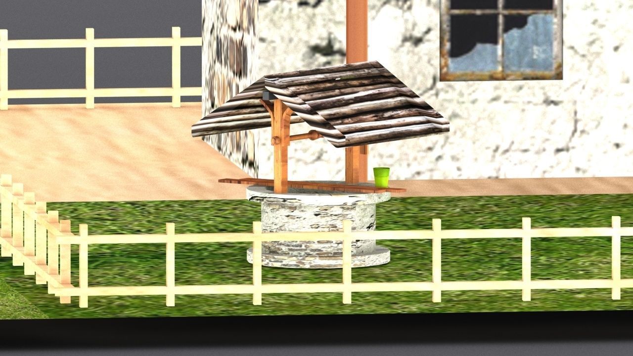 village small house Low-poly 3D model_3