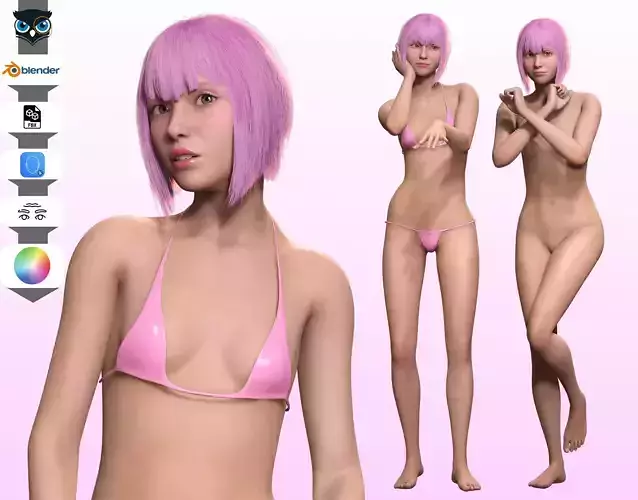 Nara - Realistic Kpop Girl Famous Singer Low-poly 3D model